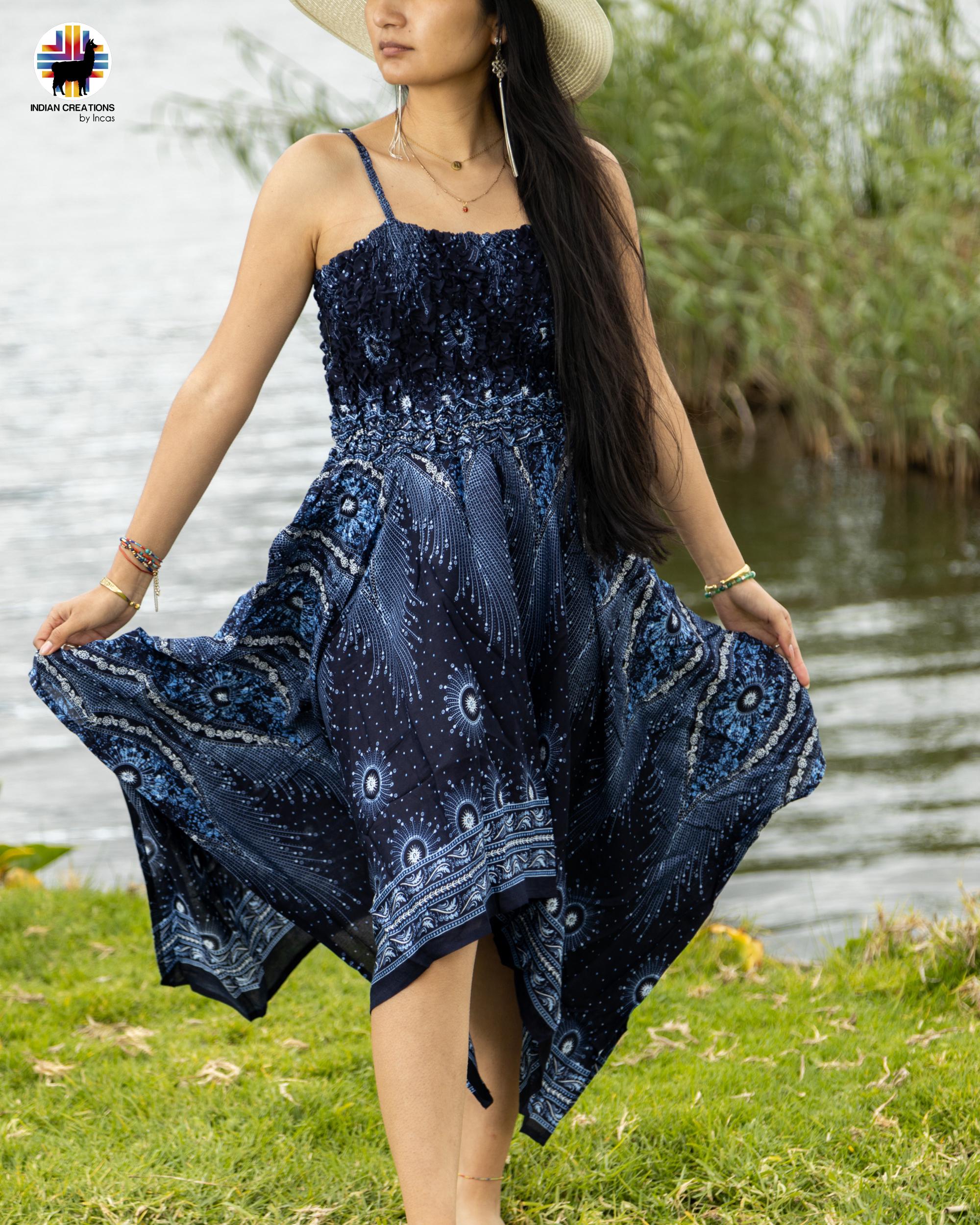 Stylish Rayon Dress. Hippie Style. Bohemian Style. Super Comfortable and Machine Washable. One Size. FREE SHIPPING!