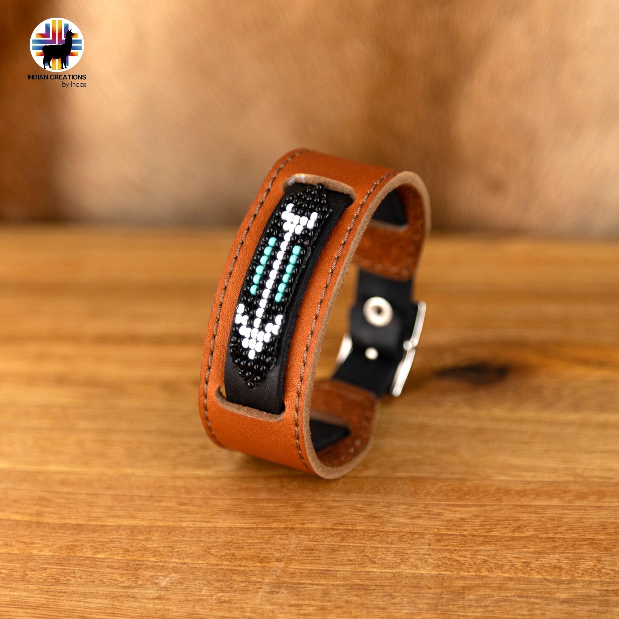 Beaded Cuff Bracelets. Handmade by Indigenous Hands. Leather Bracelets. Beaded Bracelets. Unisex.  Adjustable Strap. FREE SHIPPING!