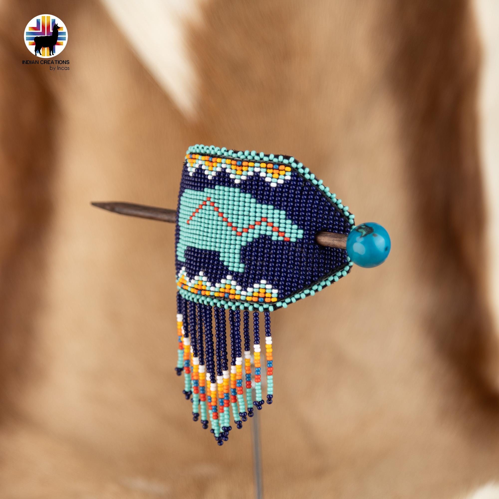 Handmade Leather Hair Tie. Beaded Cuff Bun Holder Hair Tie. Hair accessories. Made in Ecuador. Bohemian & Chic. Free Shipping. Gift Ideas