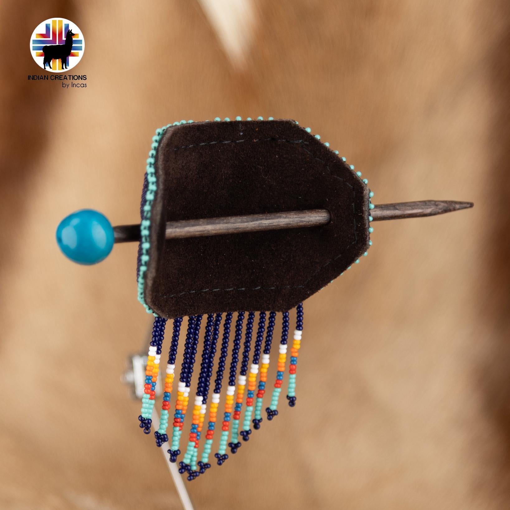 Handmade Leather Hair Tie. Beaded Cuff Bun Holder Hair Tie. Hair accessories. Made in Ecuador. Bohemian & Chic. Free Shipping. Gift Ideas