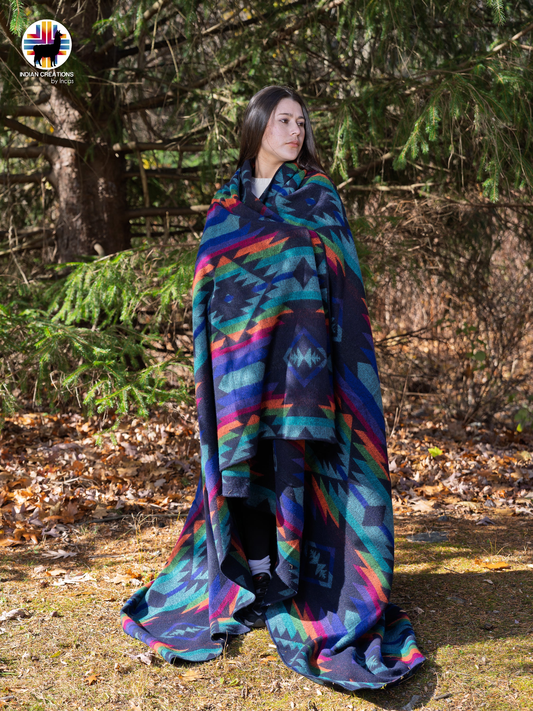 Delphinium Handmade Alpaca Wool Blanket. Queen Size