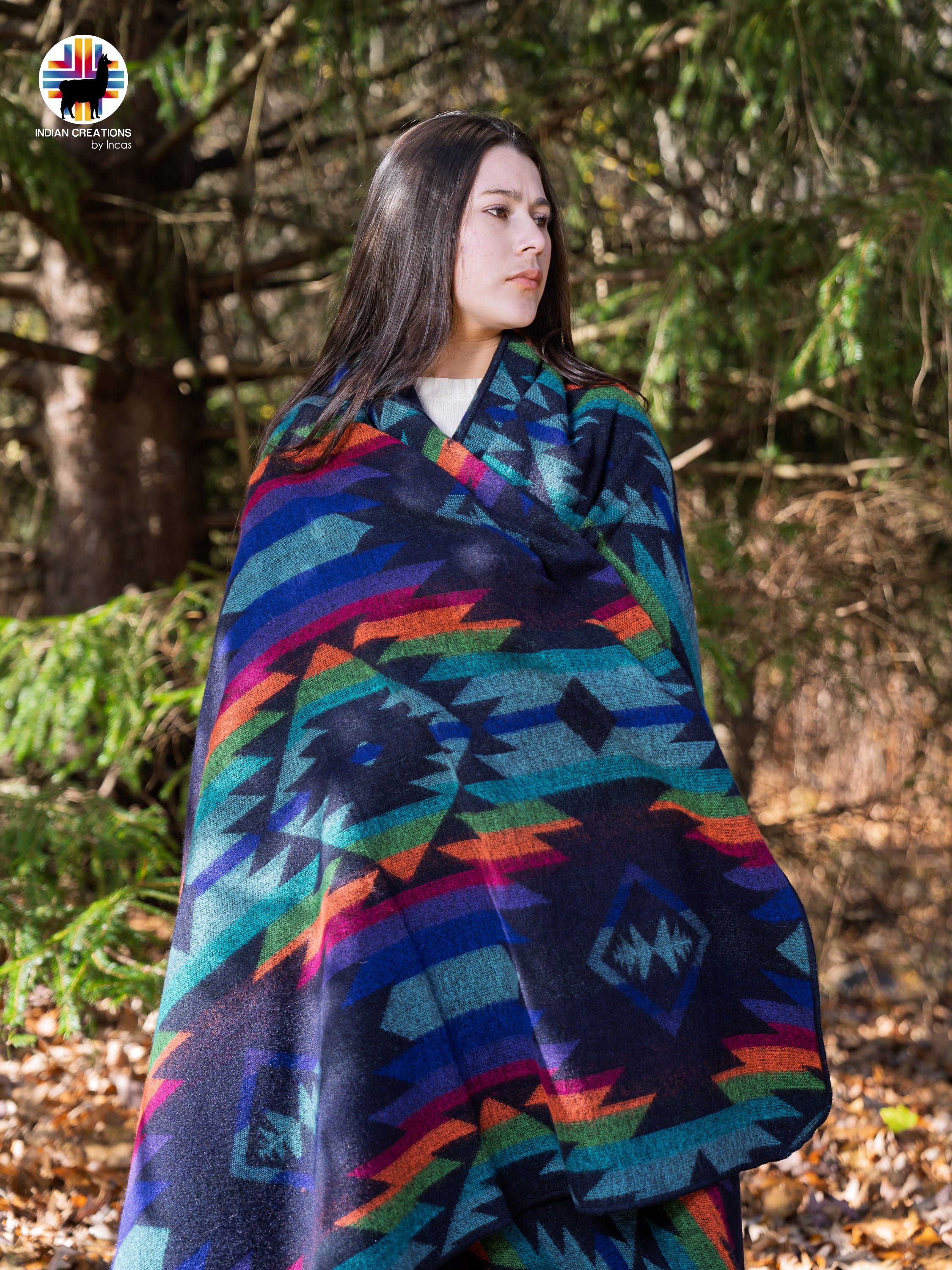 Delphinium Handmade Alpaca Wool Blanket. Queen Size