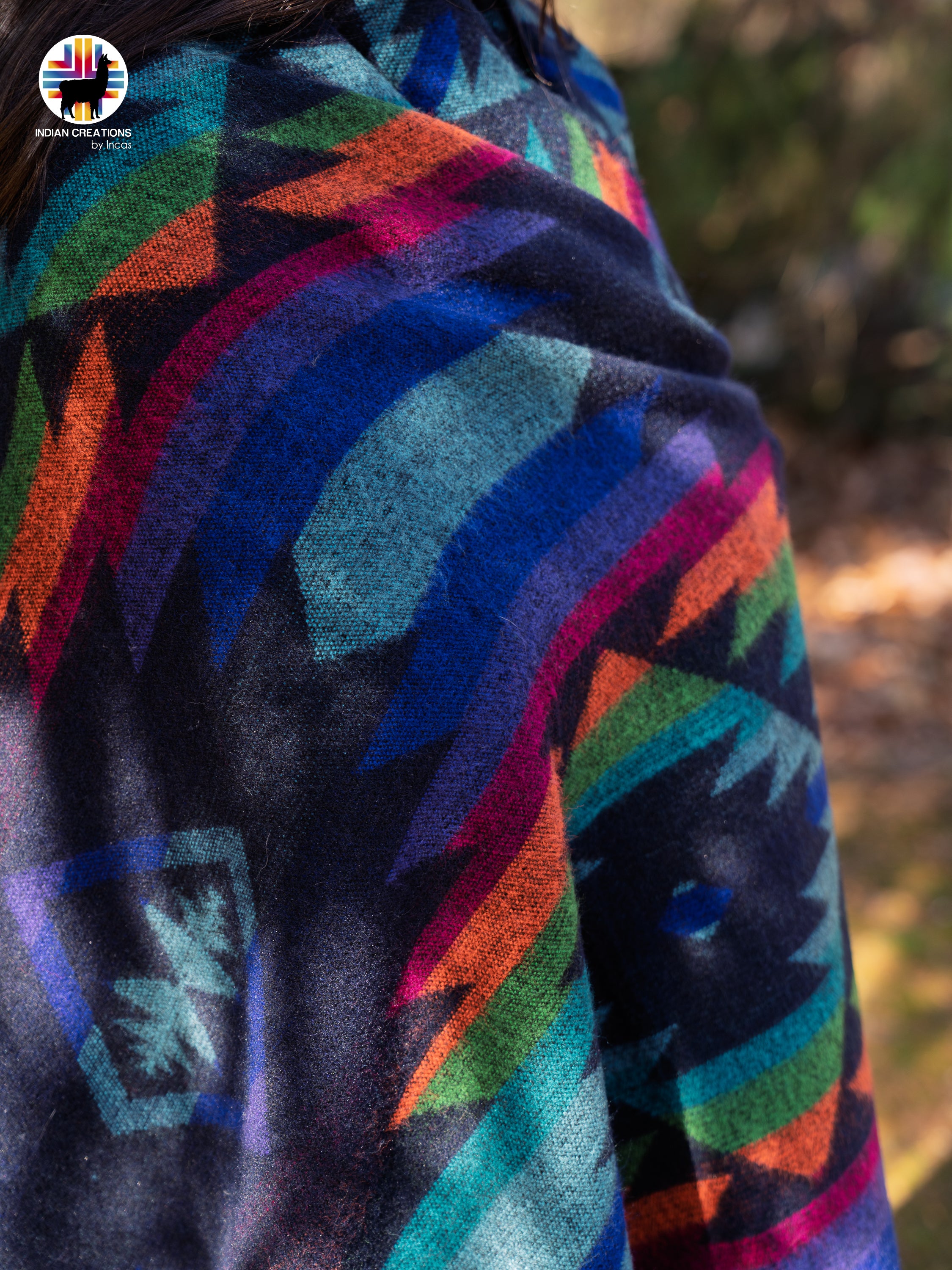 Delphinium Handmade Alpaca Wool Blanket. Queen Size