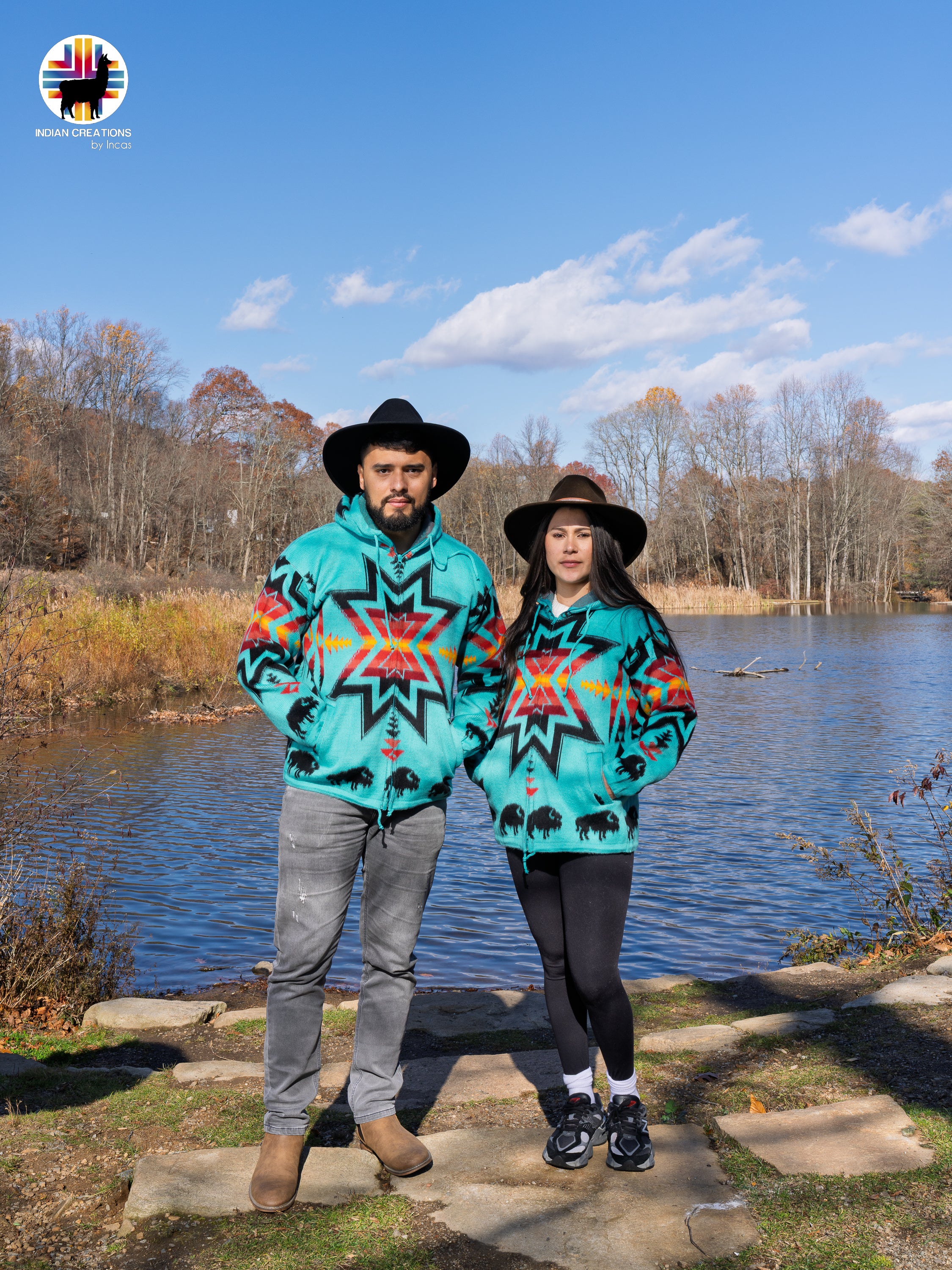 Blue Flax Handmade Alpaca Wool Jacket. Crafted by Indigenous Hands.