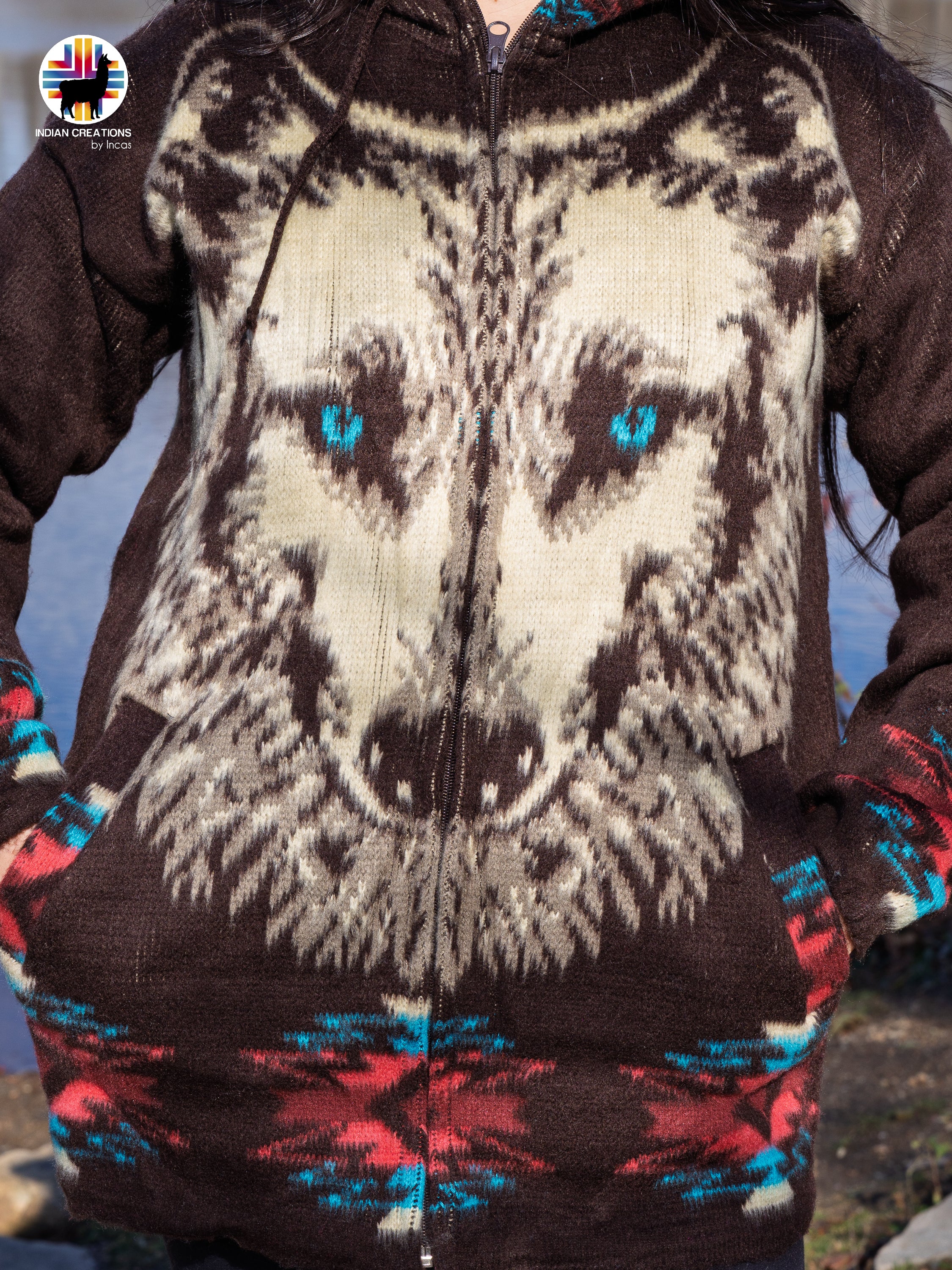 Witchy Eyes Handmade Alpaca Wool Jacket. Crafted by Indigenous Hands.