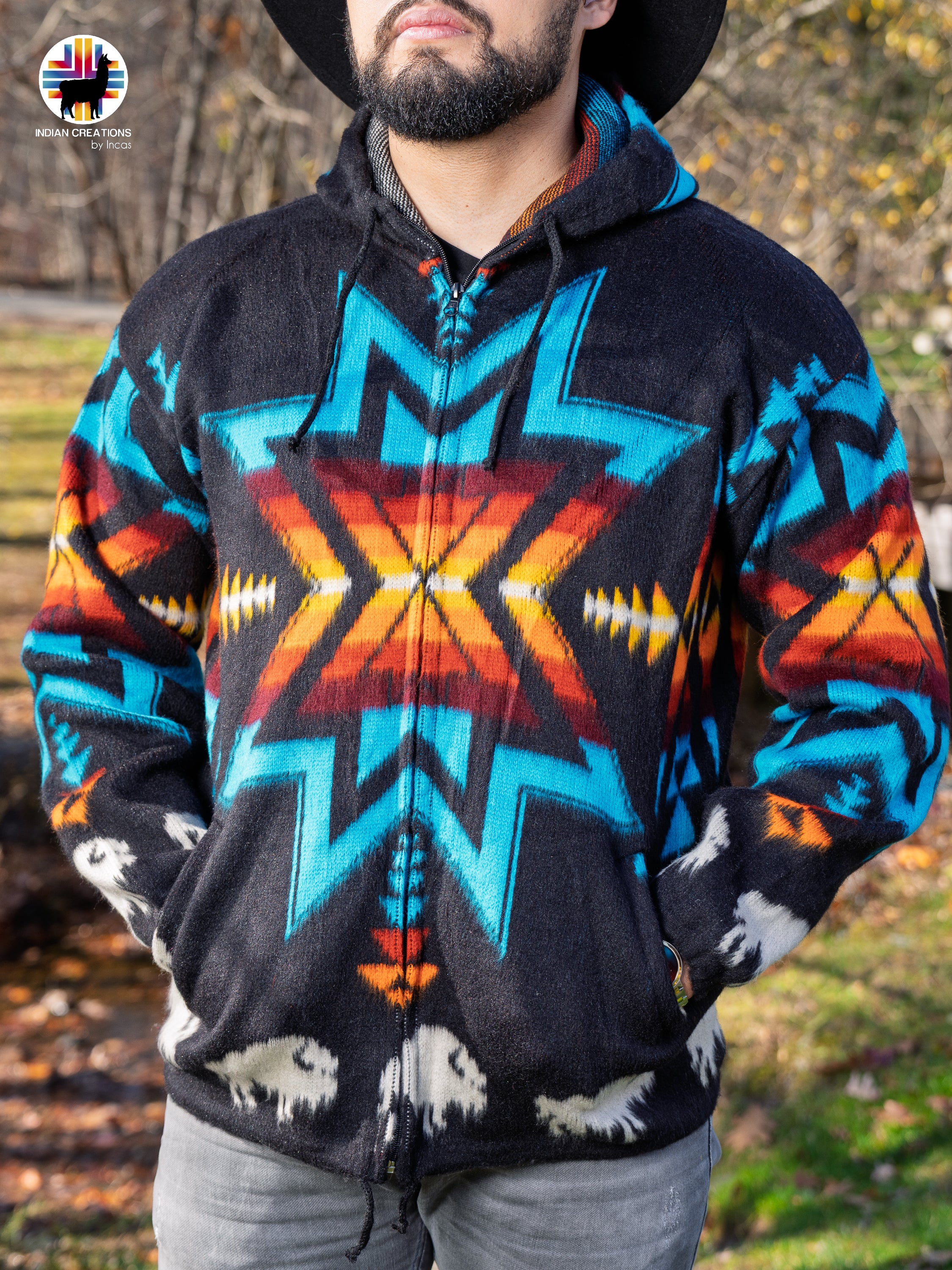 Superbells Handmade Alpaca Wool Jacket. Crafted by Indigenous Hands.