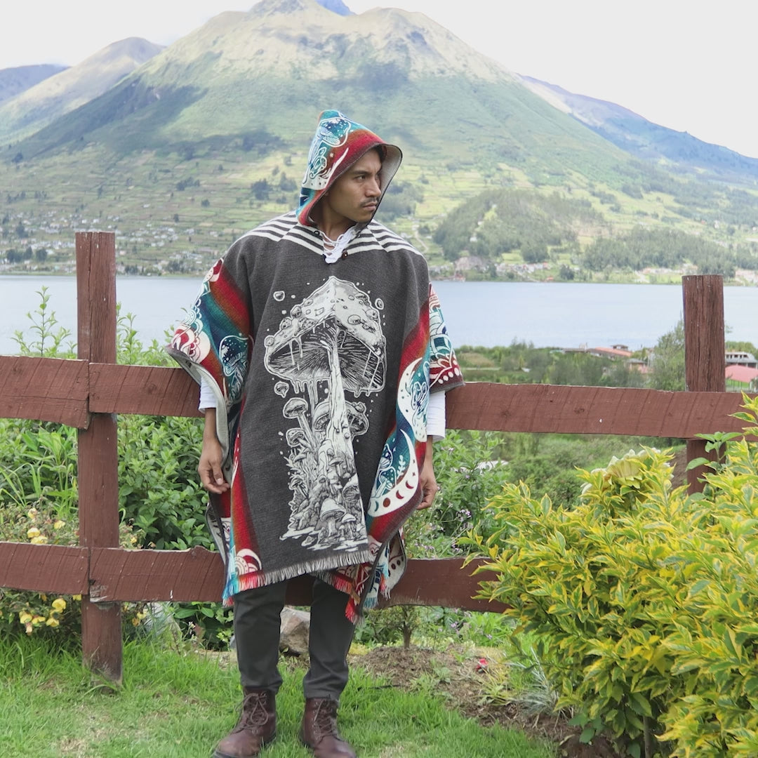 Lactarius Indigo Alpaca Wool Poncho Handcrafted by Indigenous Hands.