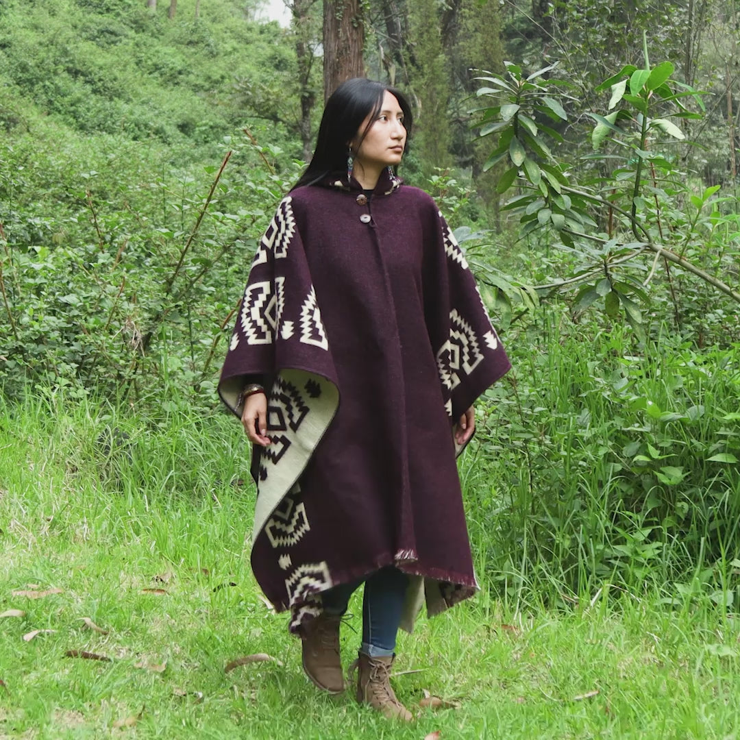 Byzantium Alpaca Wool Poncho Handcrafted by Indigenous Hands