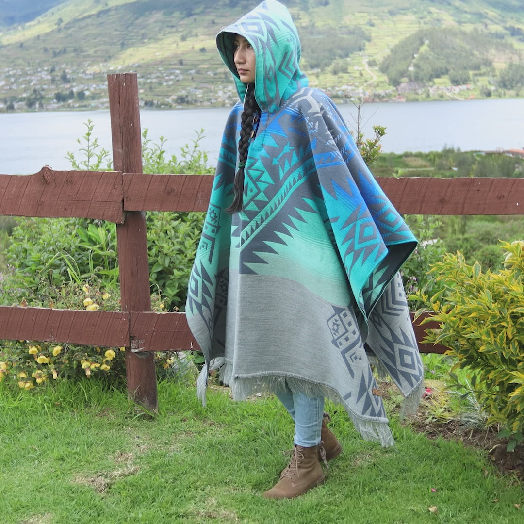 Westfjords Alpaca Wool Poncho Handcrafted by Indigenous Hands.