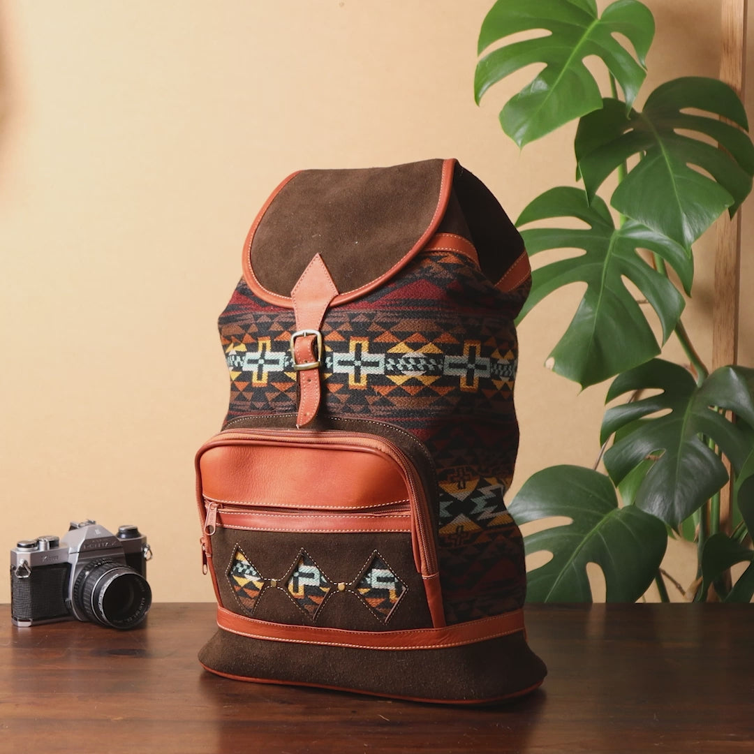 Beautiful Leather Backpack. Handcrafted by Indigenous Hands. Lightweight Rucksack Backpack. Hippie & Bohemian Style.FREE SHIPPING!Gift Ideas