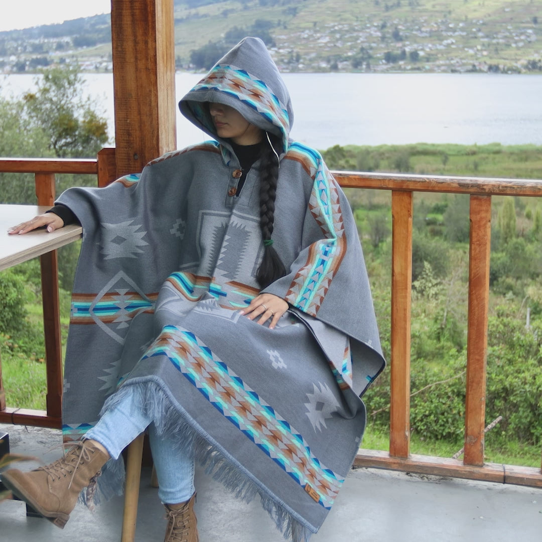Reykjavík Alpaca Wool Poncho Handcrafted by Indigenous Hands.