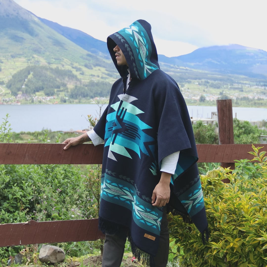 Mosfellsbær Alpaca Wool Poncho Handcrafted by Indigenous Hands.