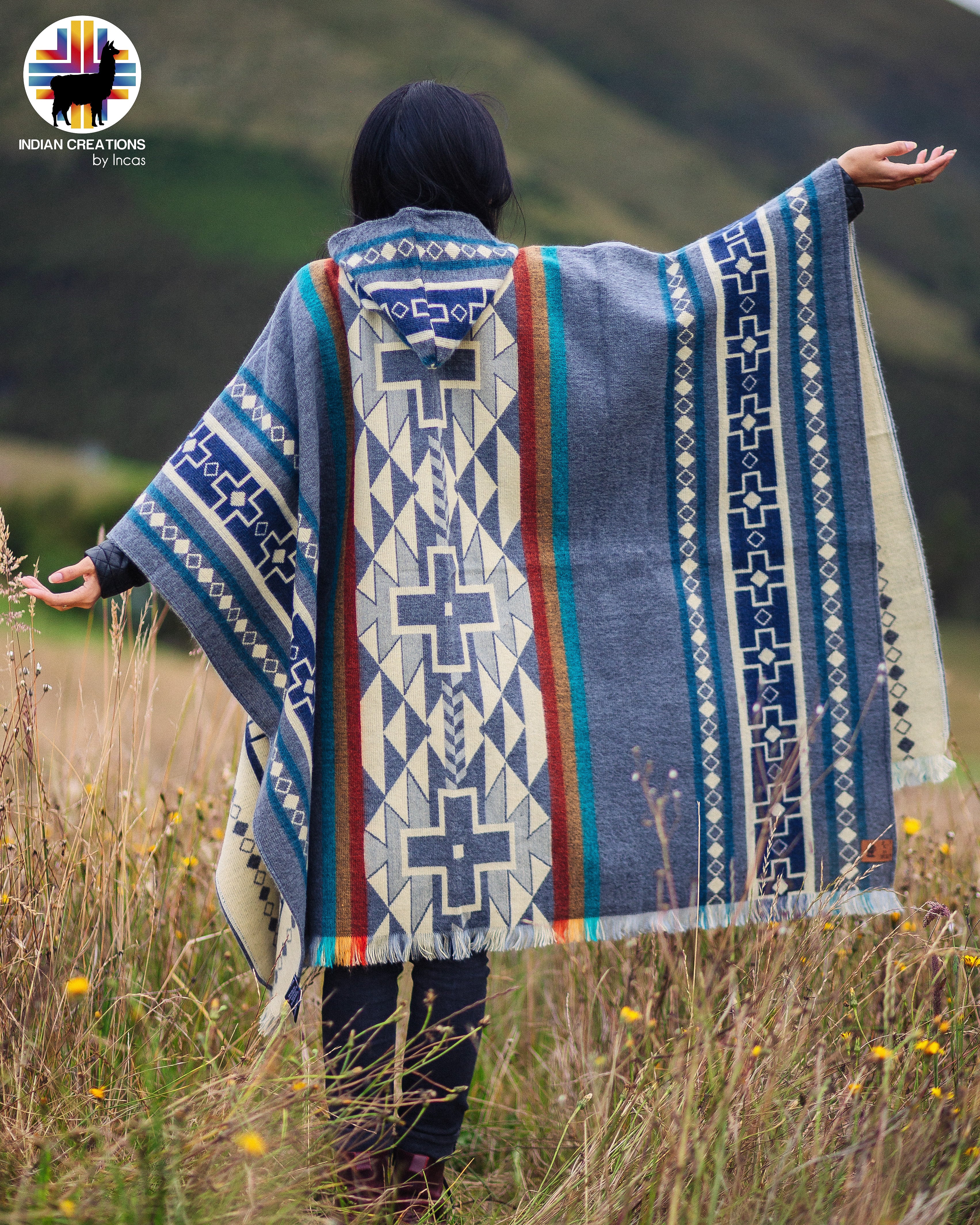 Cloudy Sky Alpaca Poncho