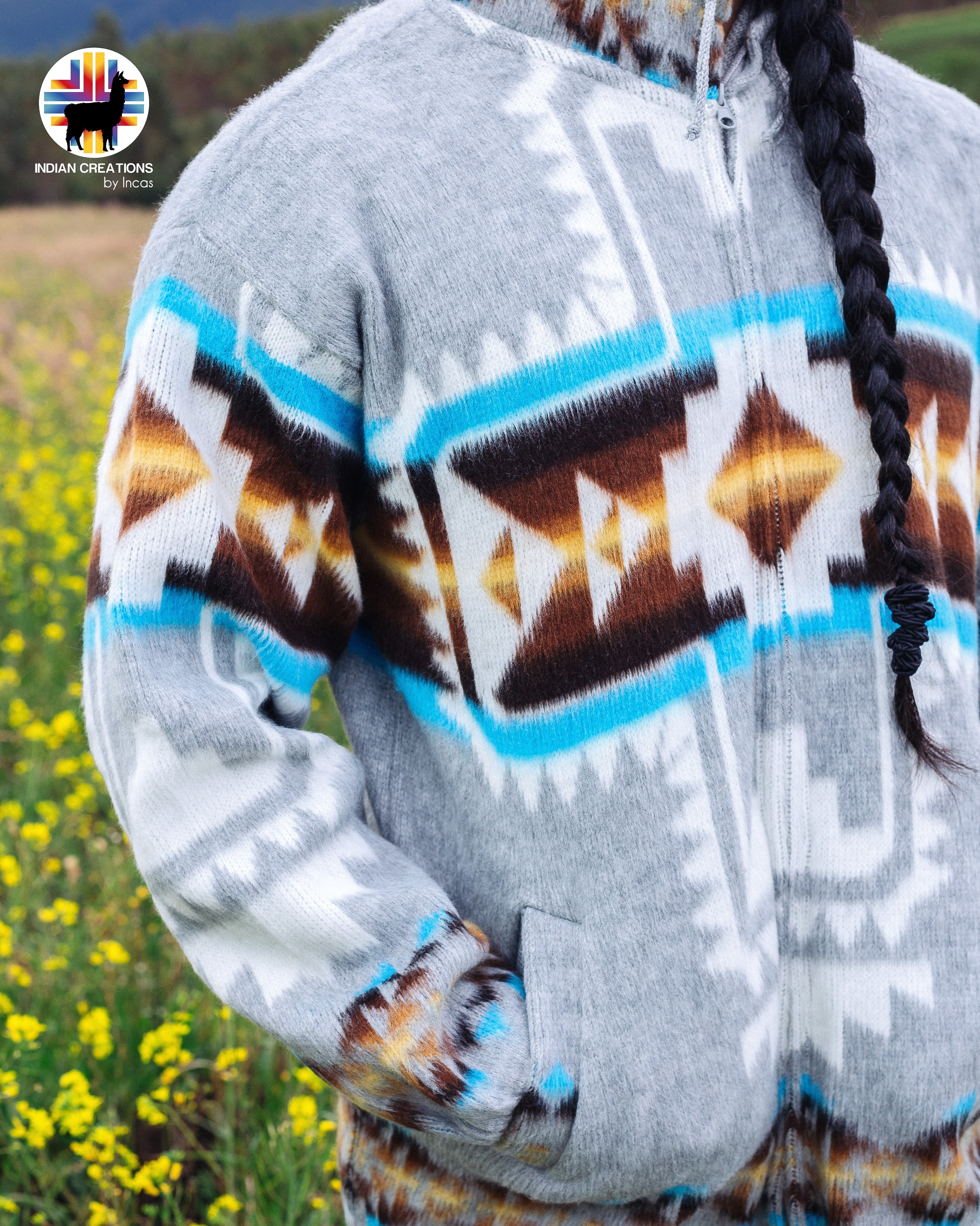 Alpaca Cross Aqua Southwestern Cross Alpaca Jacket – Indian Creations Corp