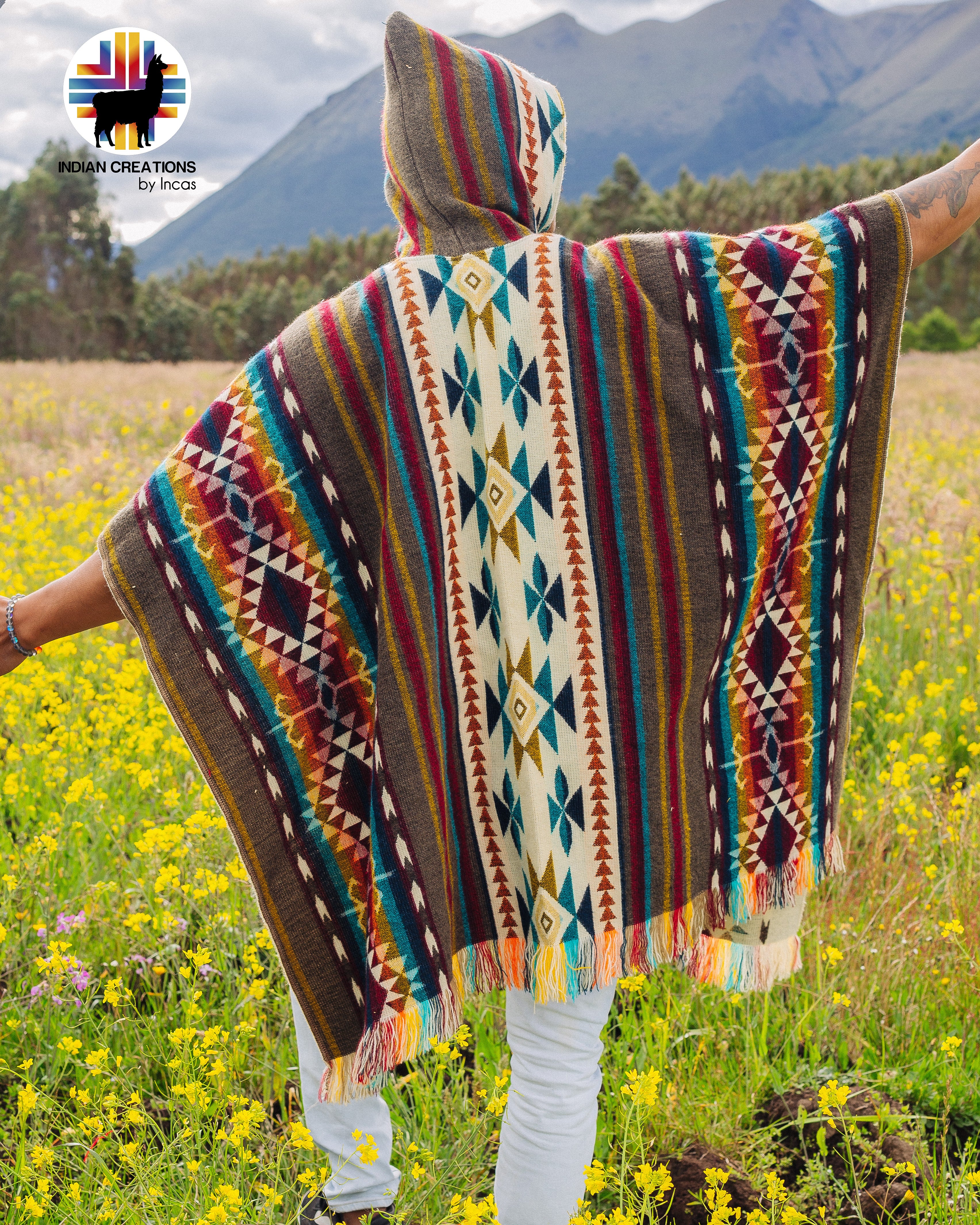 Yellow Desert Alpaca Poncho