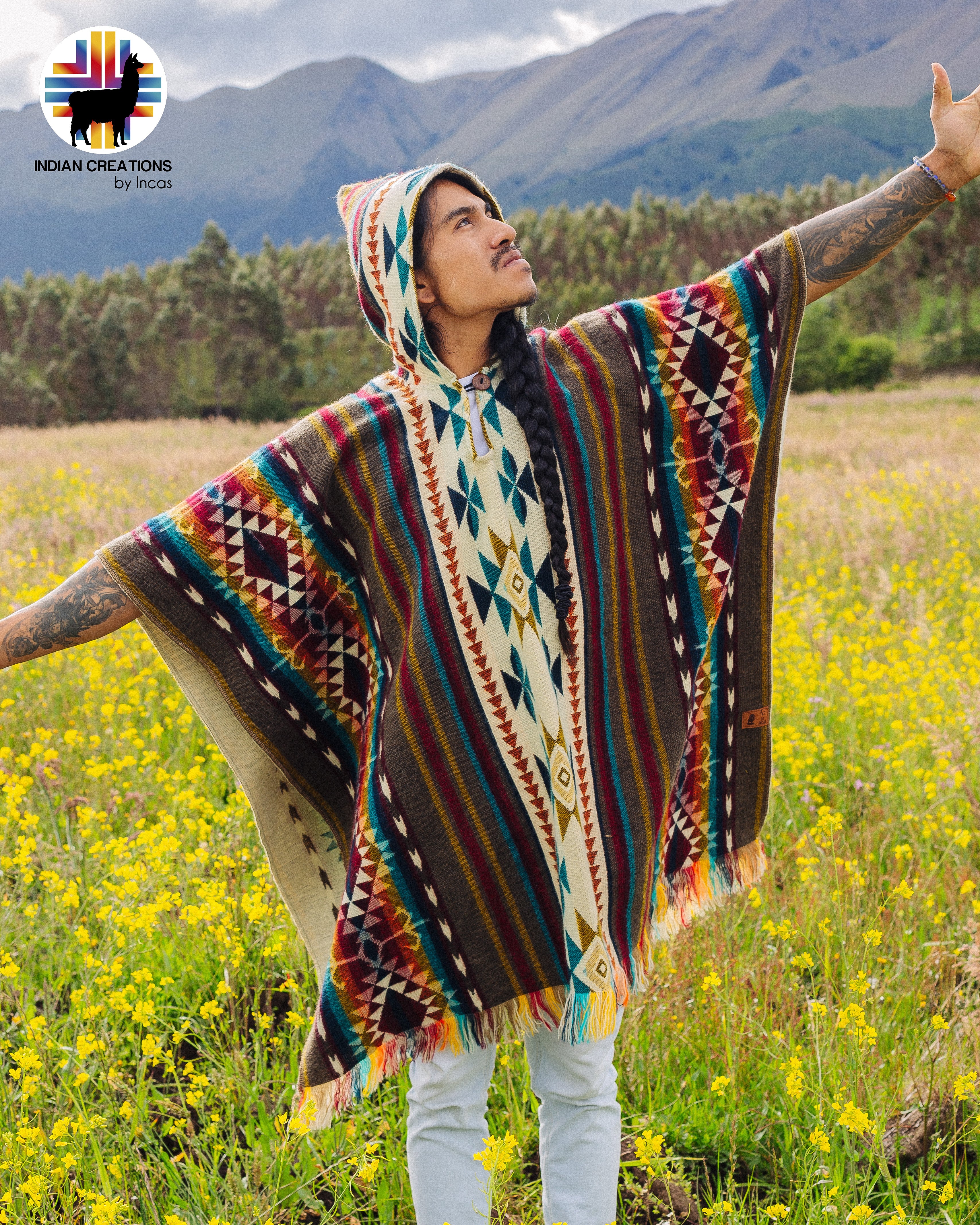 Yellow Desert Alpaca Poncho