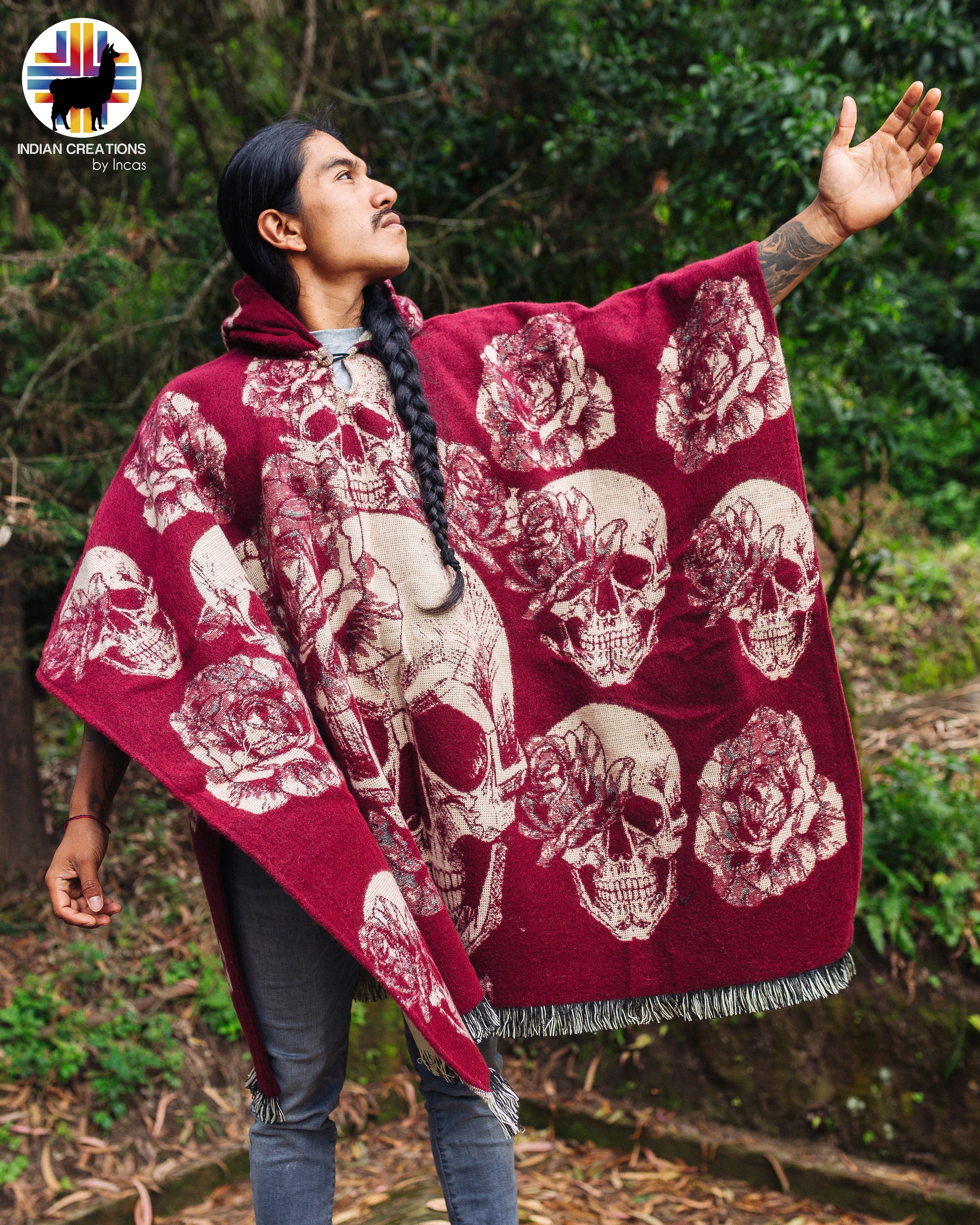 Rose Skull Alpaca Poncho