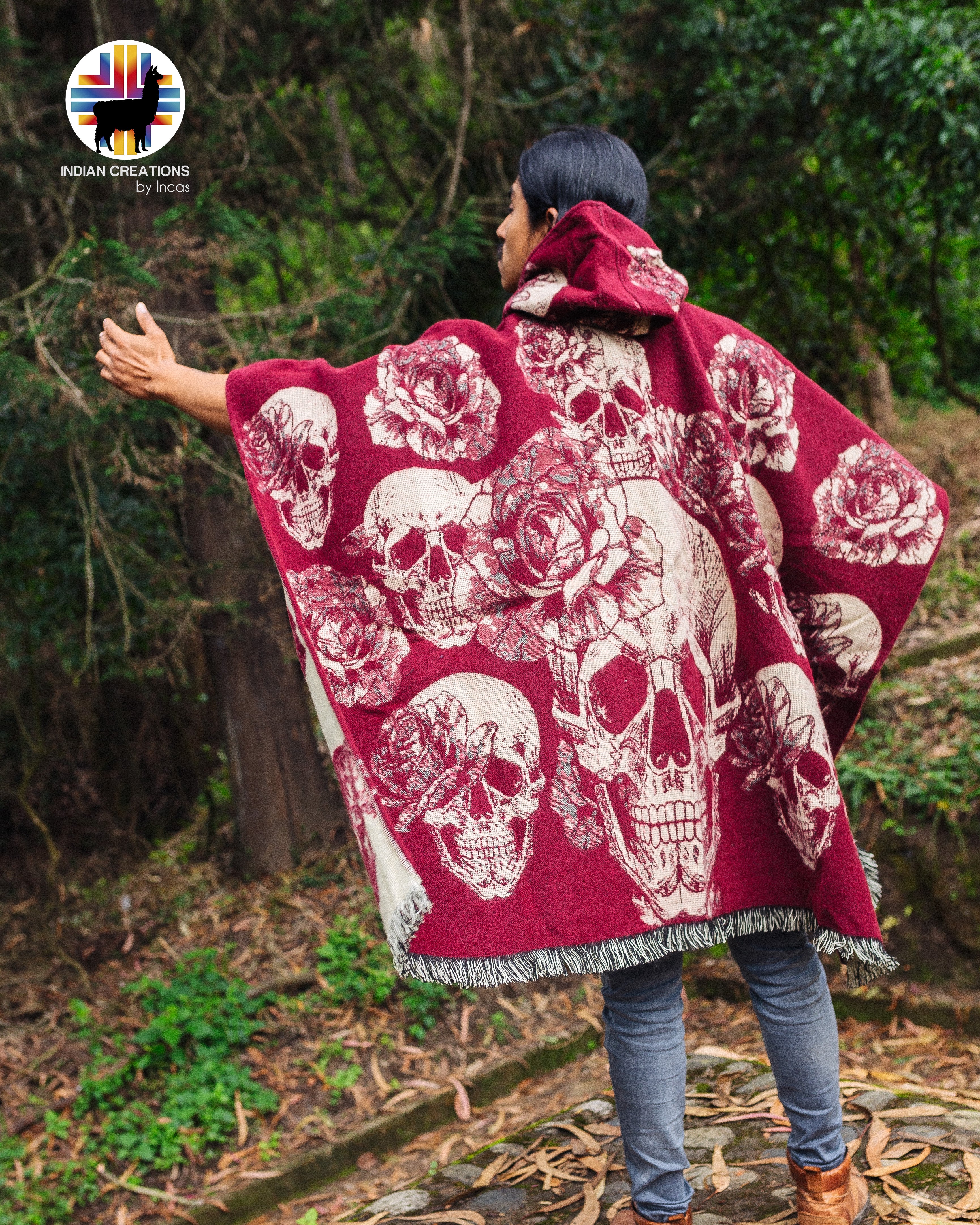 Rose Skull Alpaca Poncho