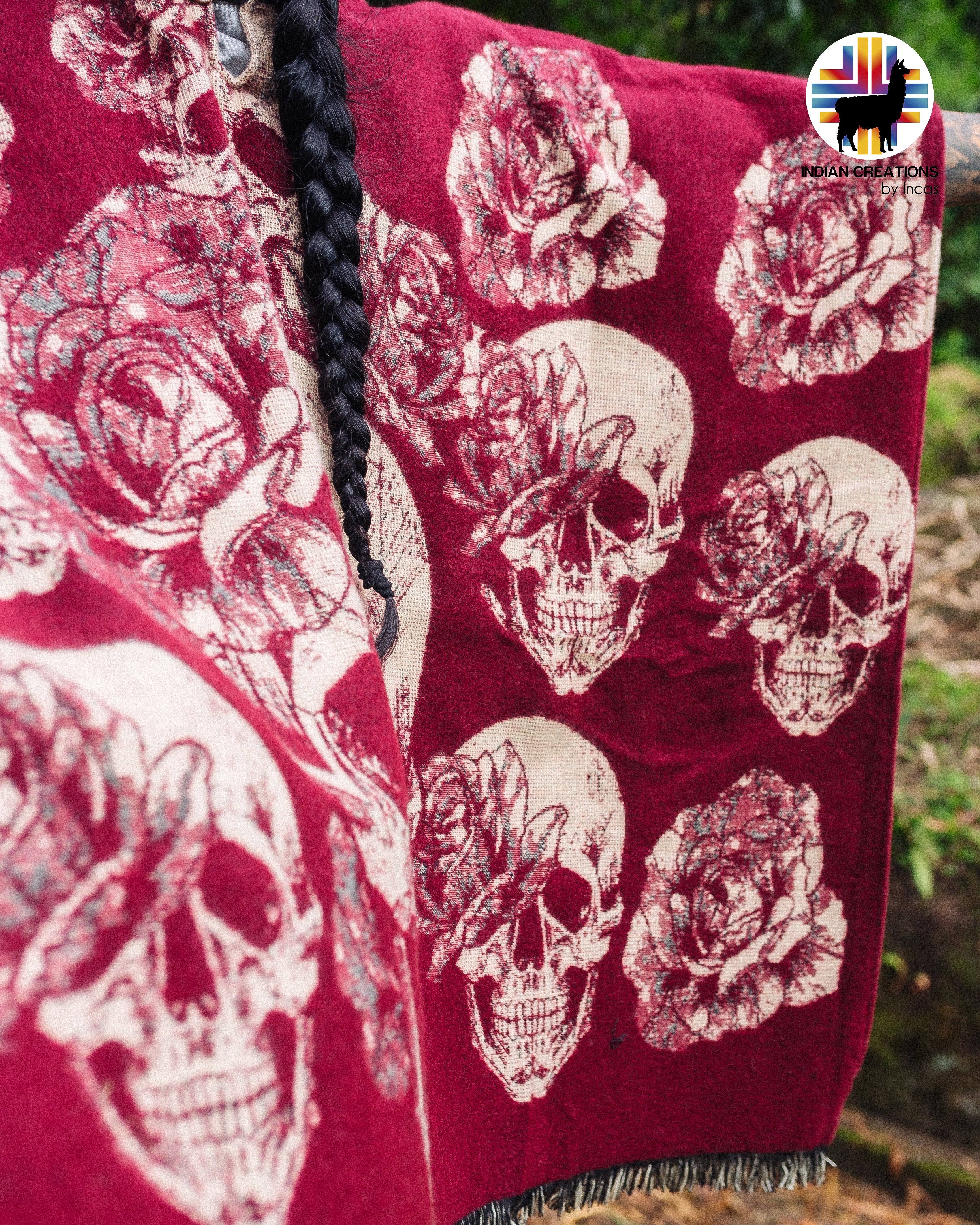 Rose Skull Alpaca Poncho