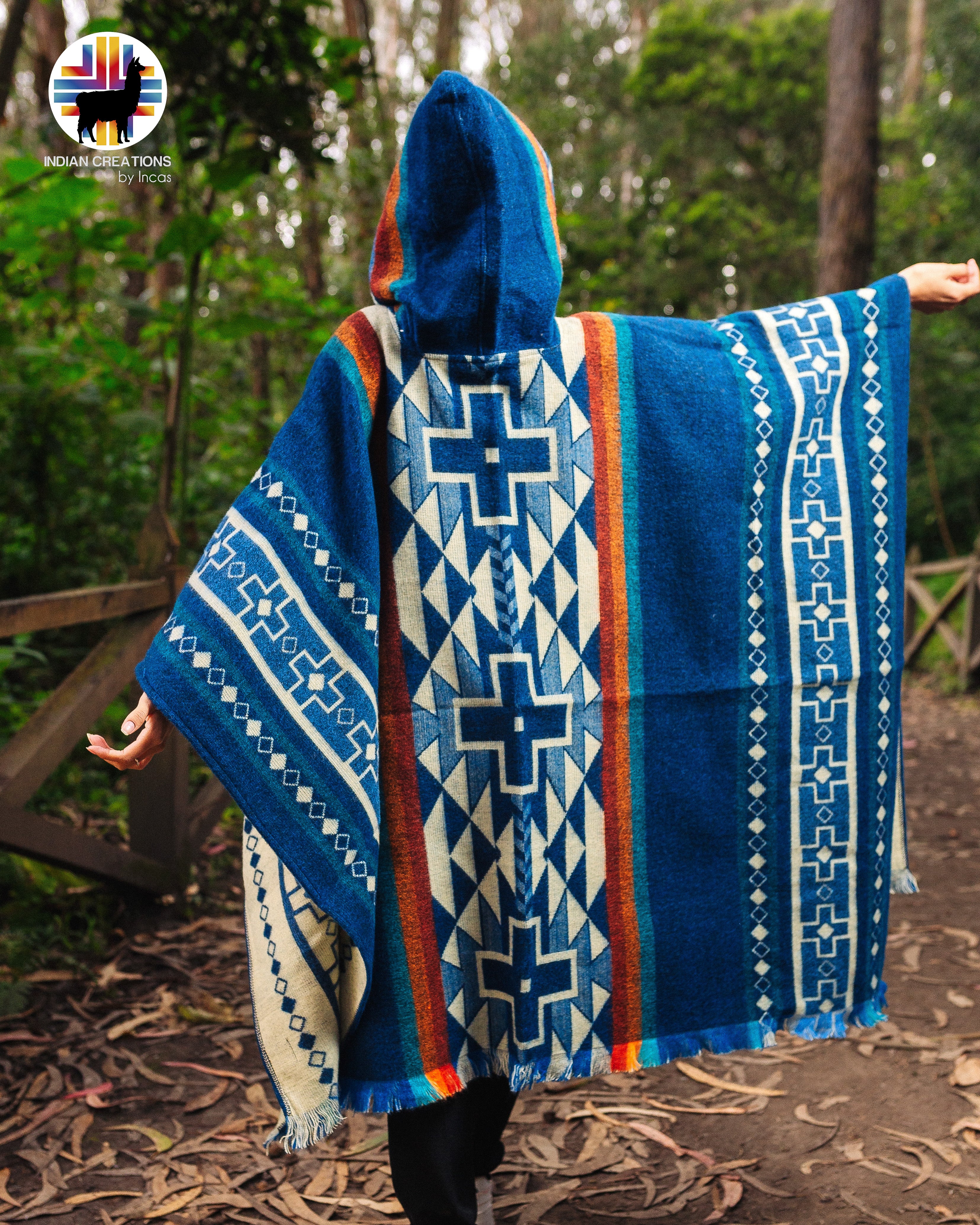 Azure Thunder Alpaca Poncho