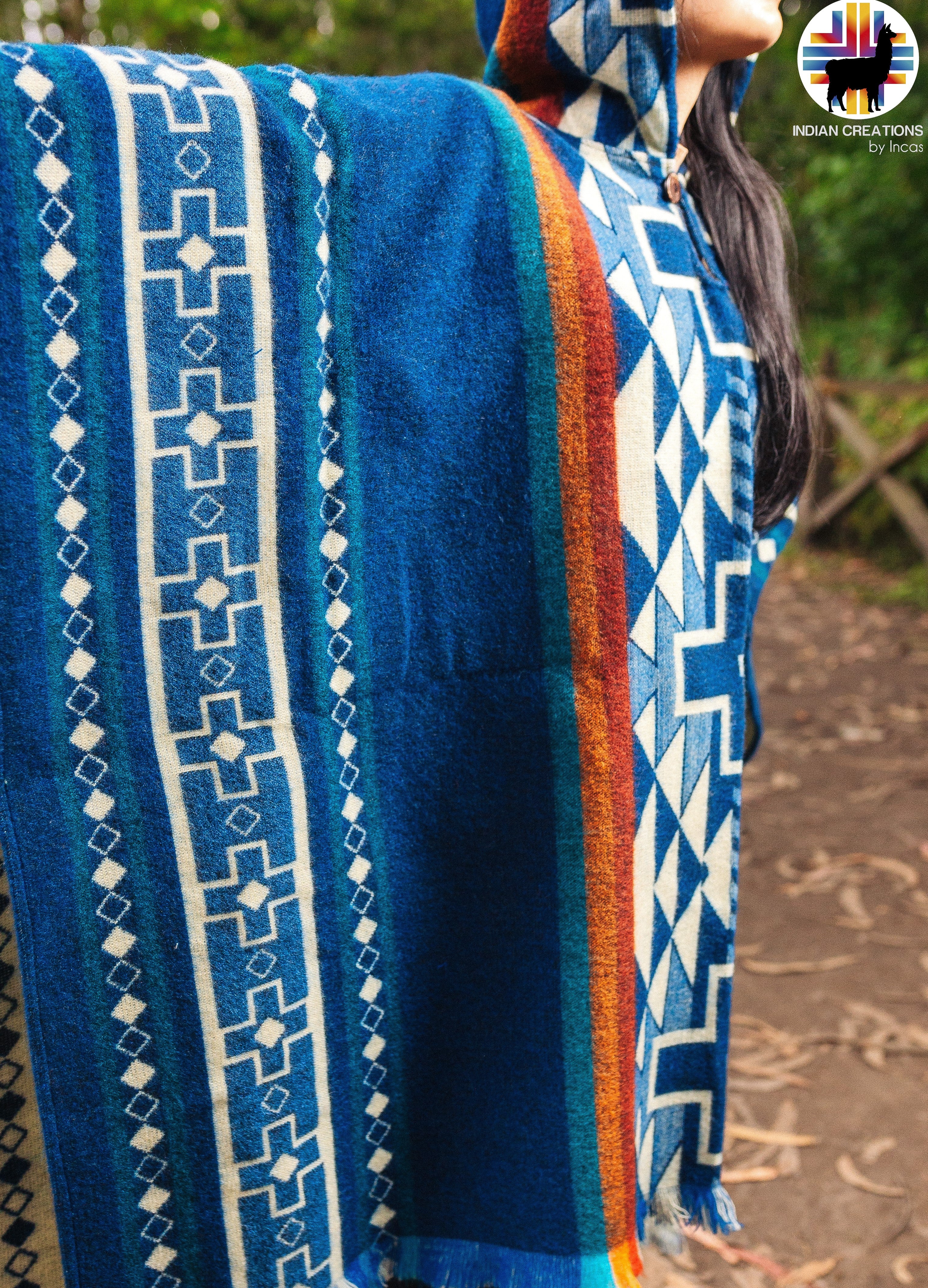 Azure Thunder Alpaca Poncho