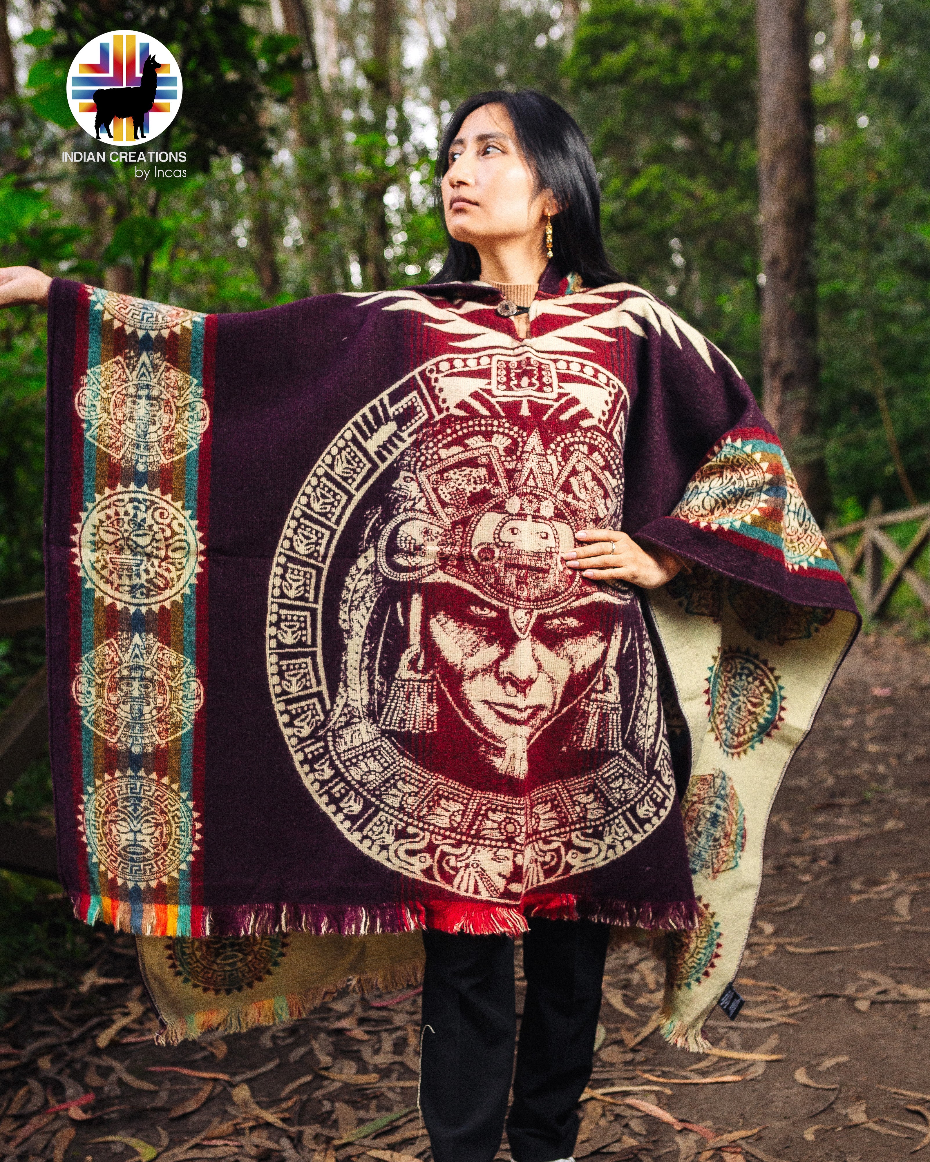 Aztec Warrior II Alpaca Poncho