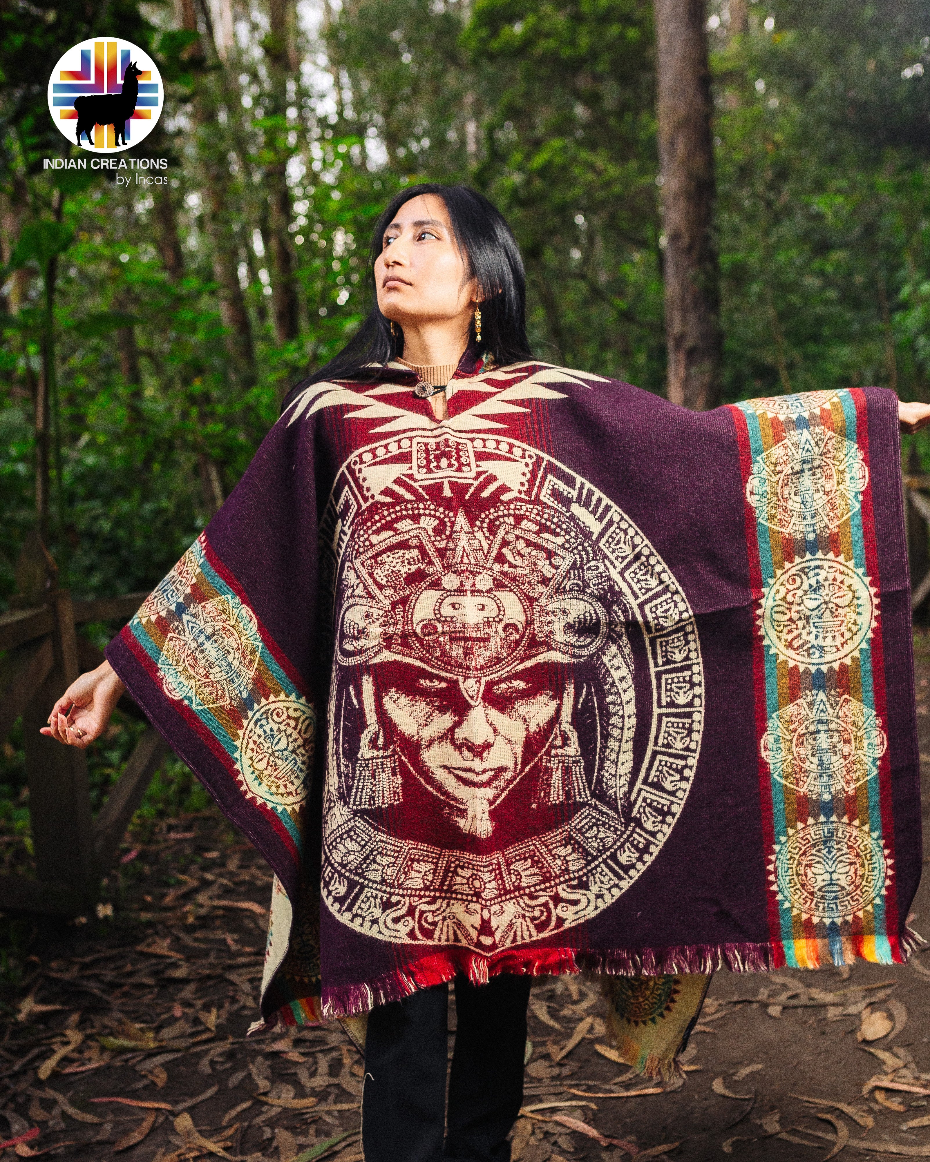 Aztec Warrior II Alpaca Poncho