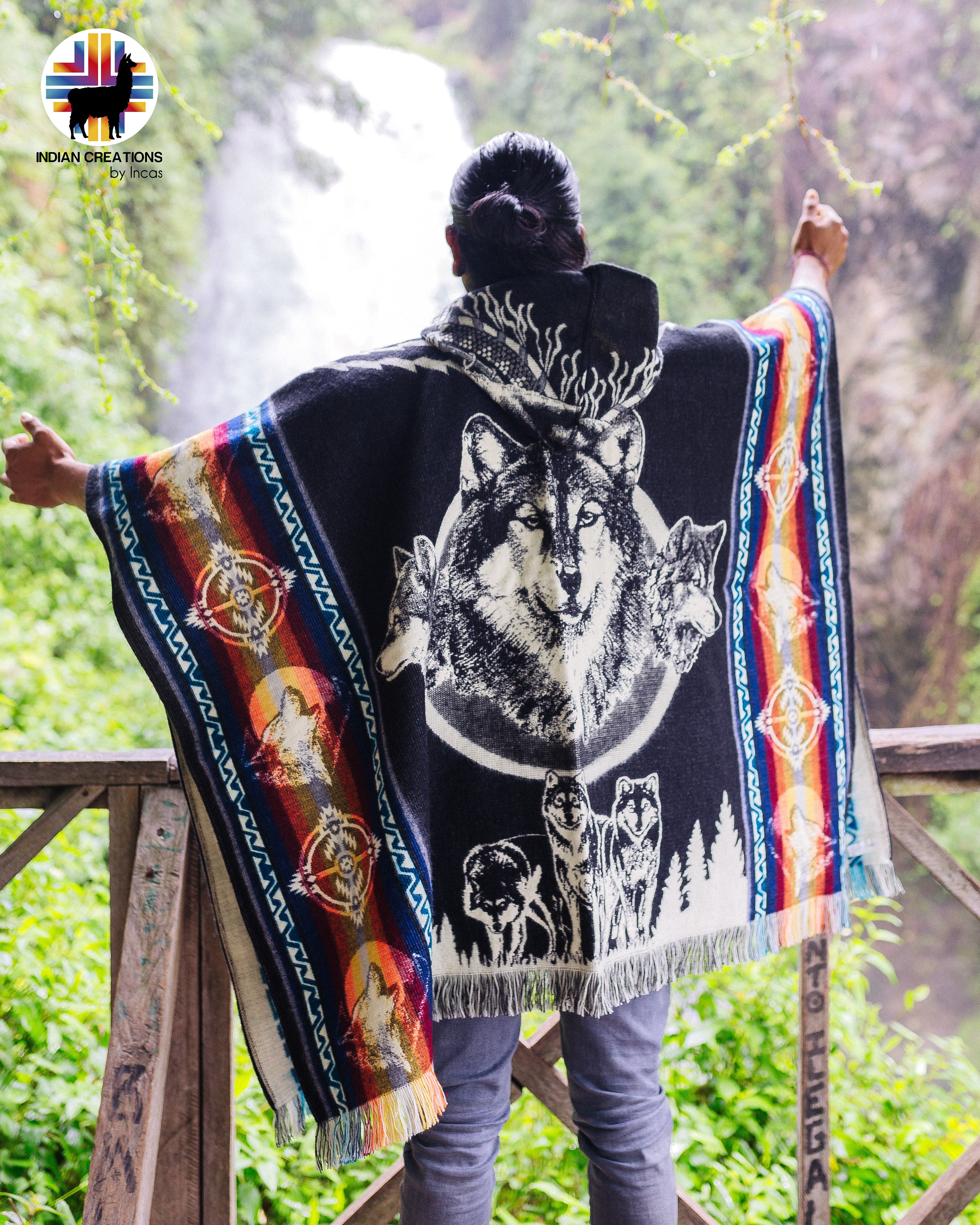 Black Wolf Pack I Alpaca Poncho