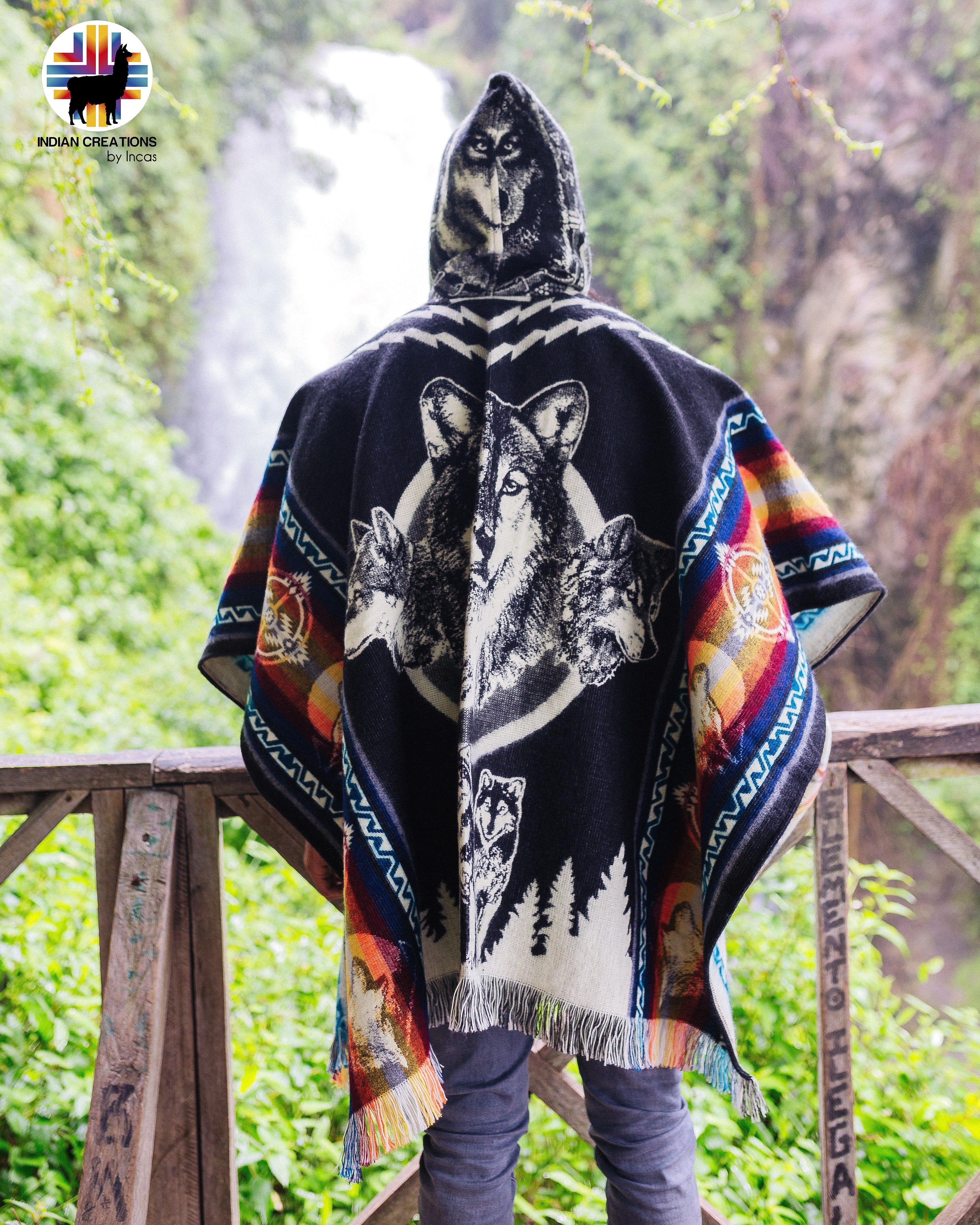 Black Wolf Pack I Alpaca Poncho