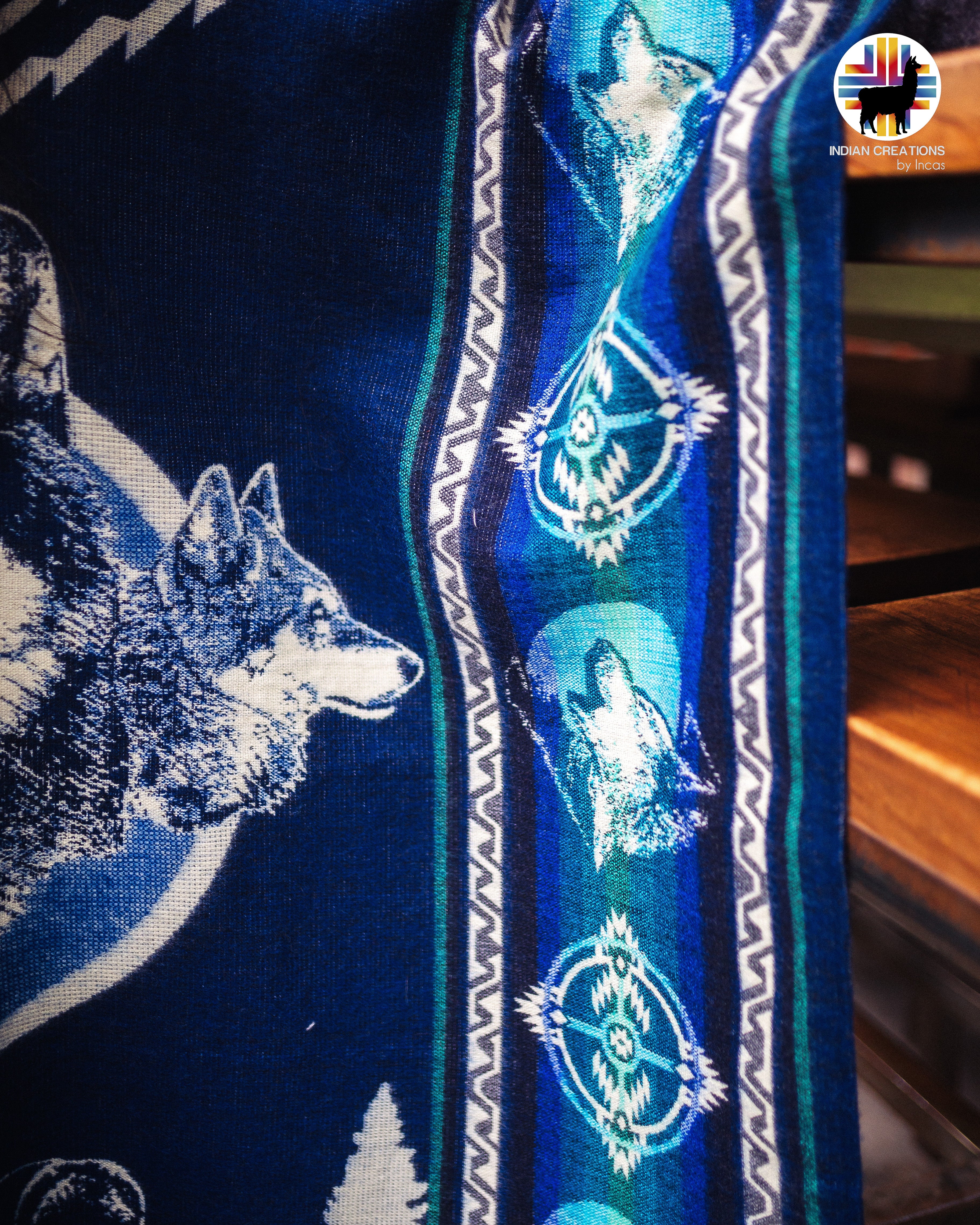 Blue Wolf Pack II Alpaca Poncho