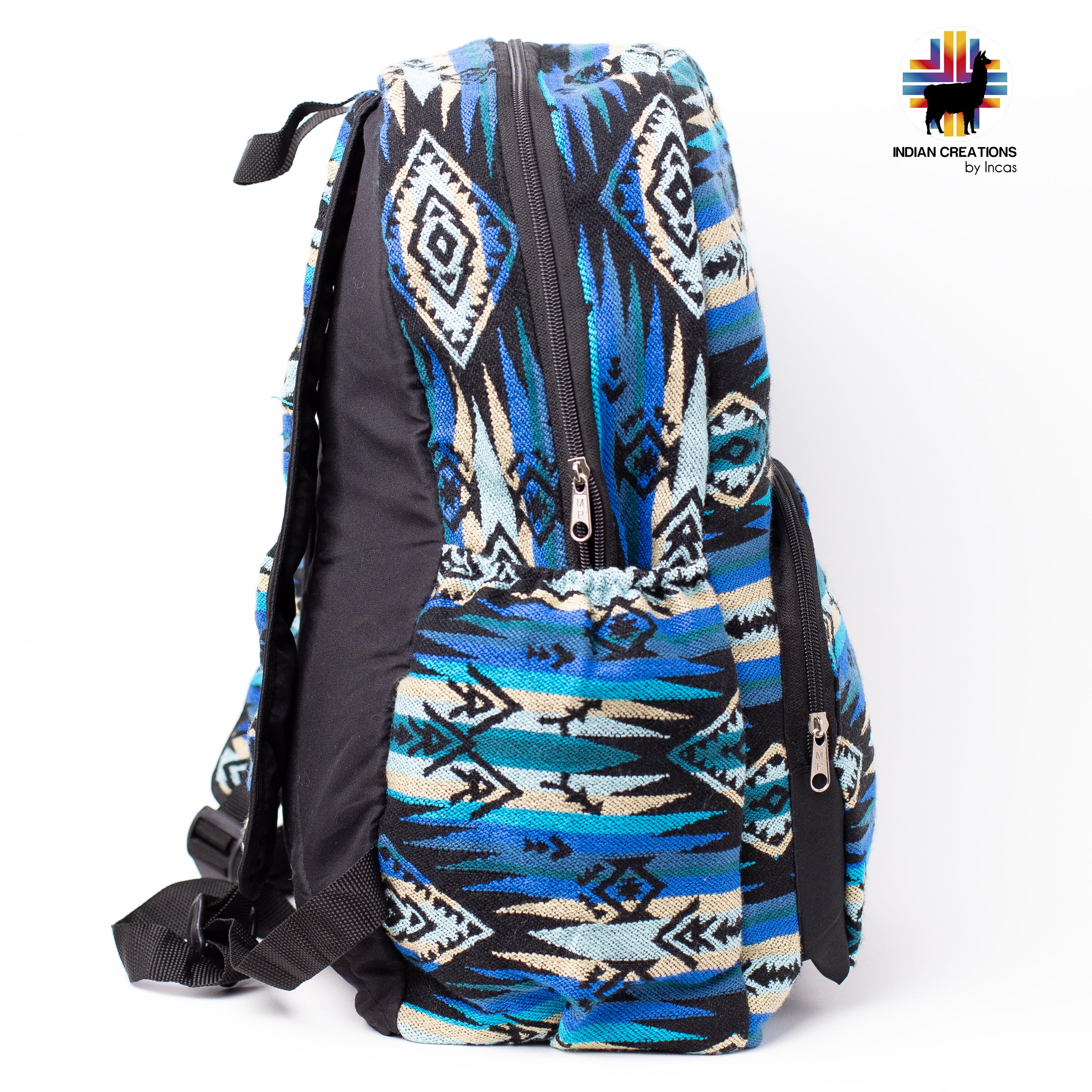 Blue Spectrum Geometric Desing Handmade Backpack