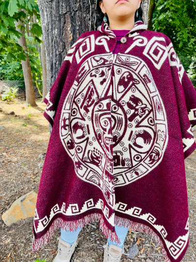 Aztec Rug Poncho Aztec Calendar V Alpaca Poncho – Indian Creations Corp