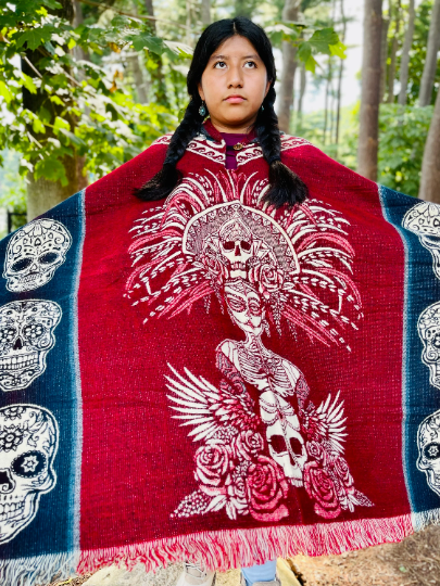 Aztec Goddess II Alpaca Poncho