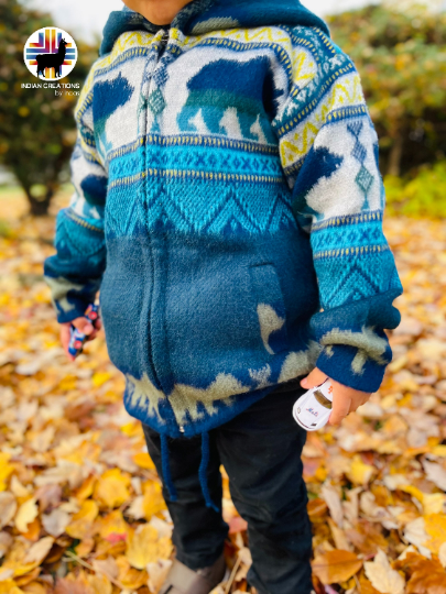 Sweet Dream Bear Handmade Native Alpaca Toddlers/Kids Jacket